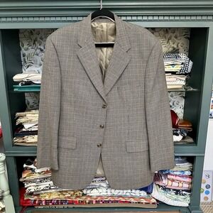 Lauren Ralph Lauren Silk Wool Blend Tan Beige Blazer Jacket Sport Coat Mens 44R